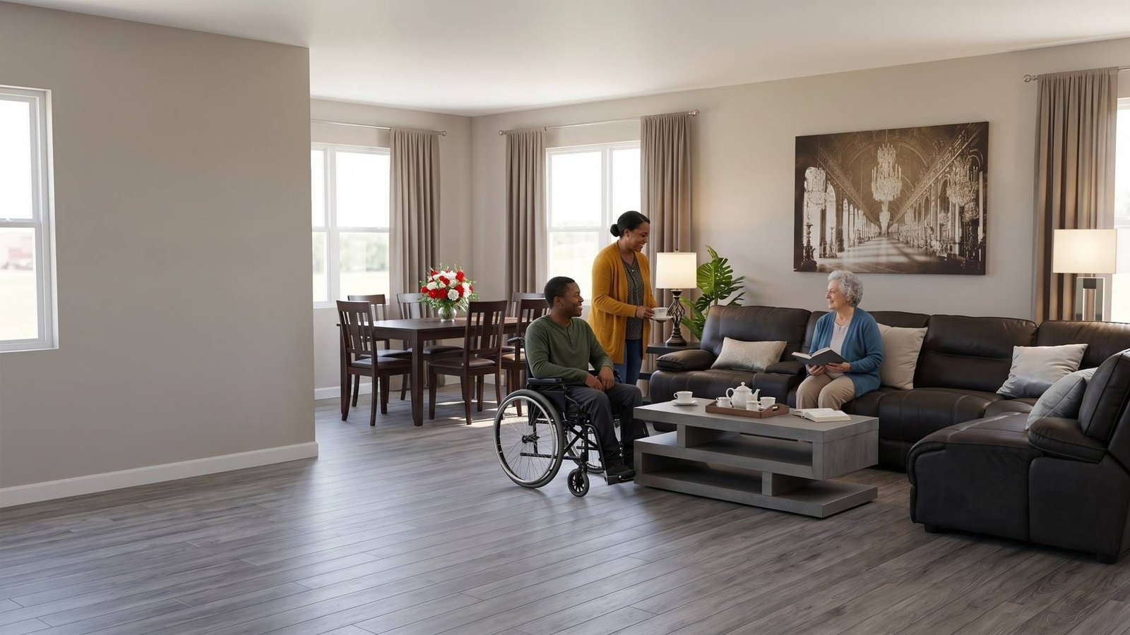 Caregiver and residents at home — adult foster care services in Grand Rapids, MI